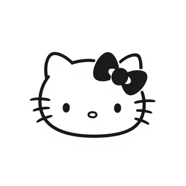 Hello Kitty hair pin, black doodle style, hand-drawn lines, playful and simple sticker