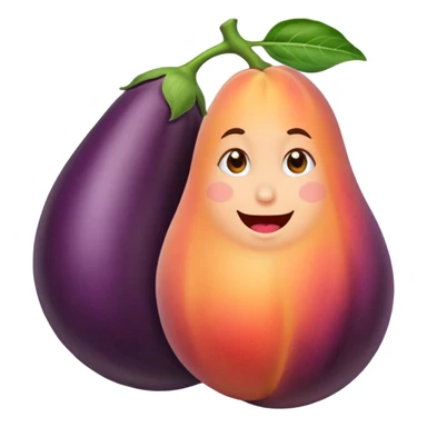 Peach sit on eggplant sticker