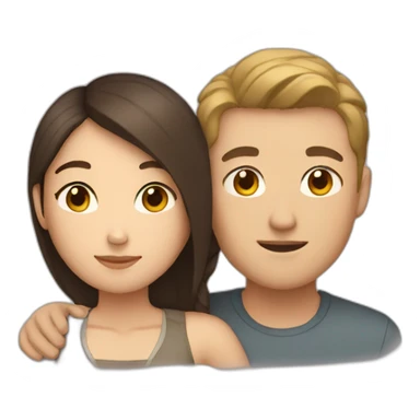 white man brown hair and asian woman cuddle sticker