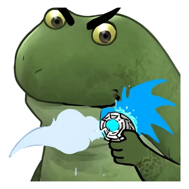 Fearsome turtle with spiked shell, large dragon wings, prominent fangs, sharp claws, shooting water and steam sticker