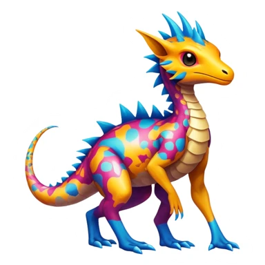 a vibrant colorful edgy vernid-fionbri-creature with splash patterns full body sticker