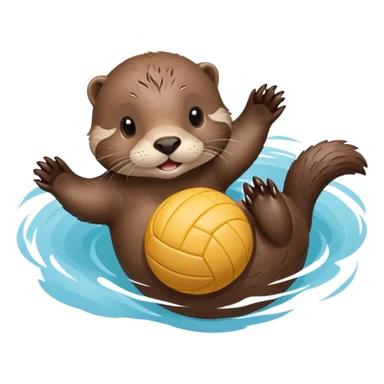 adorable otter floating on its back on water holding a volleyball on its tummy sticker