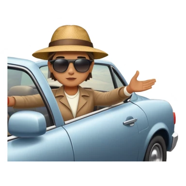 A person stands next to a car parked on the side of a long, open road. The sky ahead is clear and glowing, full of possibilities. One hand is on the steering wheel, the other points forward. The rearview mirror reflects storm clouds, but the windshield shows sunlit mountains ahead.  sticker