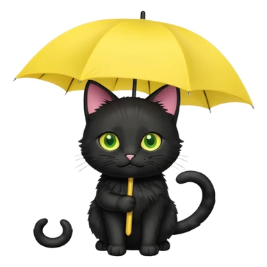 black cat is holding a yellow umbrella. sticker
