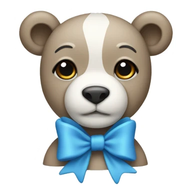 blue colored teddy with white bow sticker