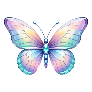 Sparkly glossy Pastel iridescent glass crystal butterfly sticker