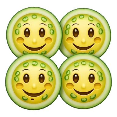 classic yellow smiley face with eyes replaced by realistic cucumber slices sticker