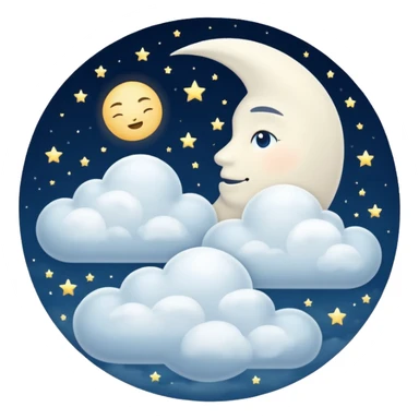 Good night with clouds and the moon in the sky sticker
