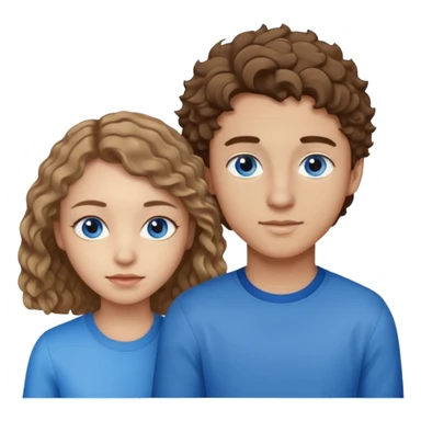 20 year old boy with slightly curly dark blonde hair and blue eyes with 20 year old girl with brown hair and blue eyes sticker