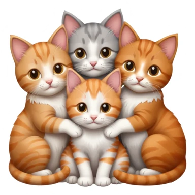3 kittens cuddling together all different colours, the first one is grey and white, the second is ginger and white and the third is brown tabby and white sticker