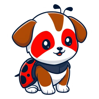 cute puppy in a ladybug costume sticker