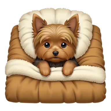 Sleeping Yorkshire terrier on bed sticker
