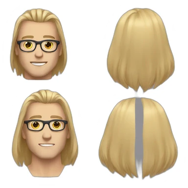 white guy fashion bodybuilder glasses, developper straight hair dark short sticker