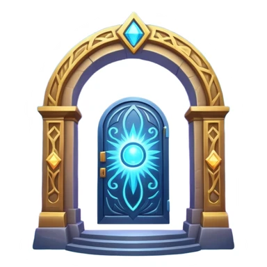 universe gate object icon, gigantic cosmic portal doorway, swirling galaxy energy inside, glowing starry aura, mystical space runes, fantasy sci-fi style, 3D cartoon, mobile game icon style, centered, clean background, no text, no watermark sticker