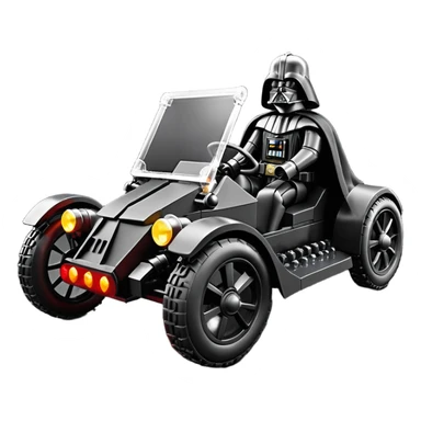 Mad max survival apocalypse ghostly sporty antique electric Darth Vader’s Batman-armored 1926 black graphite colored enclosed twin seat Lego town buggy with horizontal holographic 3d stars painted on the body sides and neon under glow  sticker