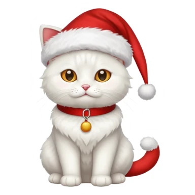 a full-body white cat with Christmas accessories  sticker