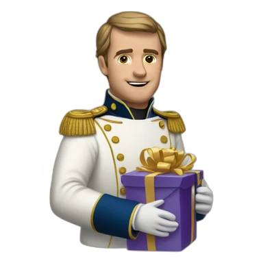 napolean holding a present sticker