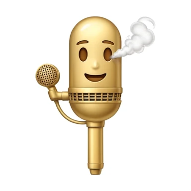 emoji de microfone vintage dourado com laço de smoking, referência a cantor clássico, luxo e elegância sticker
