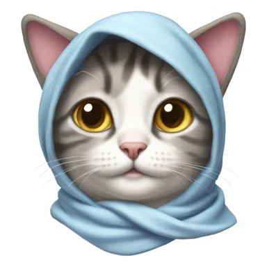 Cat wearing a headscarf tied under the chin like babushkas sticker