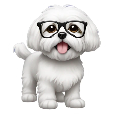 Shichon dog with glasses on sticker