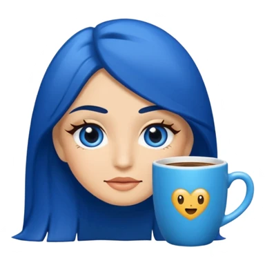 Memoji piel morena ojos cafés cabello largo color azul con esté 🖕🏻emoji sticker