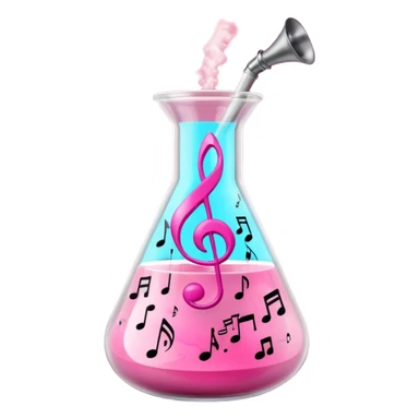 bublegum pink flask beaker with music coming out sticker