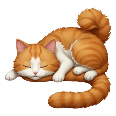 ginger and white small cat eyes closed lying down in funny position sticker