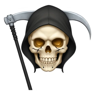 zoomed black hood skull scythe sticker