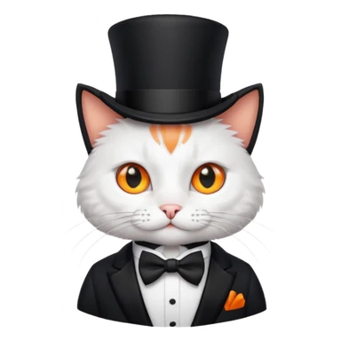 Um gato com gravata borboleta e usando uma Cartola sticker