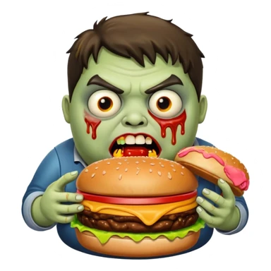 Fat zombie eating burger sticker