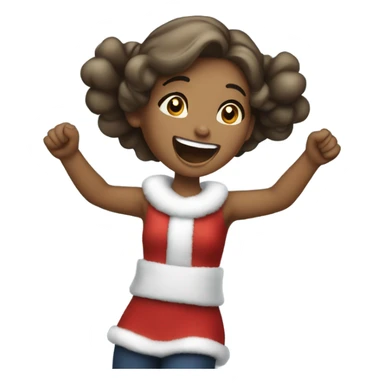 A girl cheering because it’s Christmas sticker