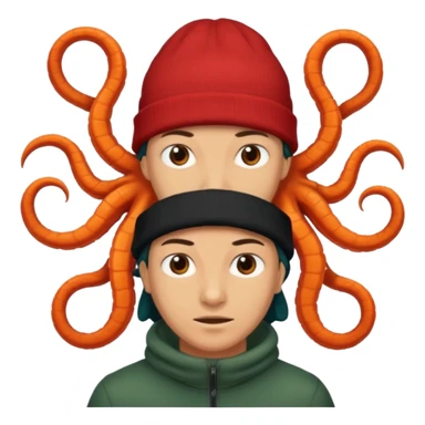 a person with multiple heads like a hydra, wearing beanies sticker