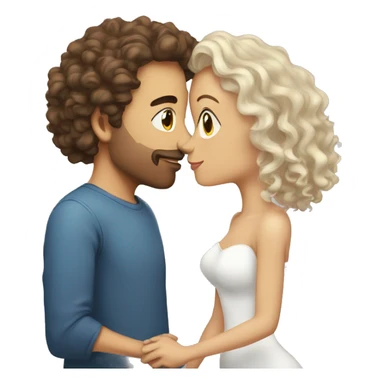 female white with wavy hair kiss husband white with curly hair sticker