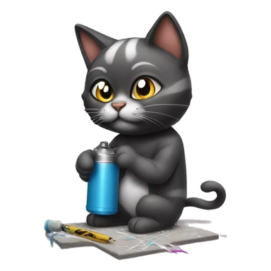 a cat doing graffiti sticker
