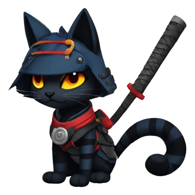 Edgy Shy Anthro Samurai cool pretty dark Litten-Pokémon-cat-fursona-animal techwear Bandages gloves socks sticker