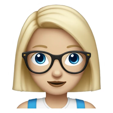Girl with blonde hair, blue eyes, and glasses, holding two black and white cats sticker