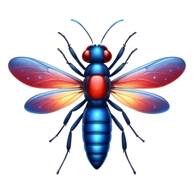 glitter red and blue firefly sticker