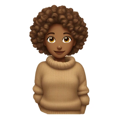 tan girl with curly brown long hair, cozy fall sweater sticker