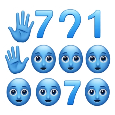 Make 6 and 7 numbers has eyes and hand and make it blue sticker