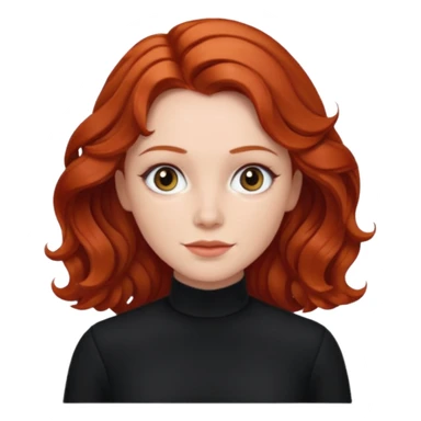 Julia Grant from Summer of Fear with medium red wavy hair, black outfit sticker