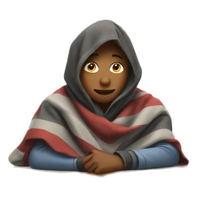 Teen wrapped in a blanket sitting at school desk sticker