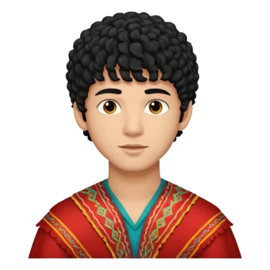 Young man with black curly hair fringe Haircut and light dark skin, moroccan / amazingh race sticker