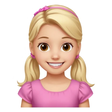 White girl child with blond ponytail and brown eyes big smile sticker