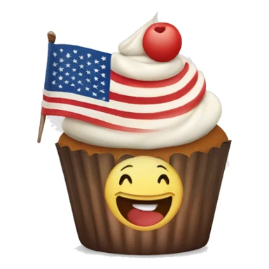 Happy cupcake with an American flag sticker