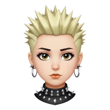 A girl with short, spiky hair, a nose ring, and a punk-style studded collar. sticker