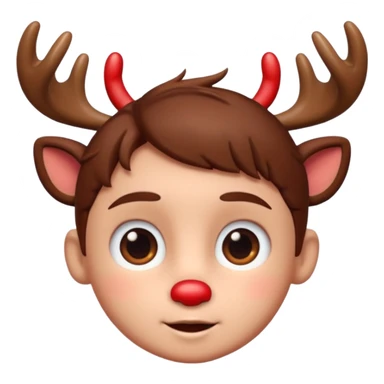 Rudolph cute face emoji for slack simple with hair, like the first one of that most recent message sticker