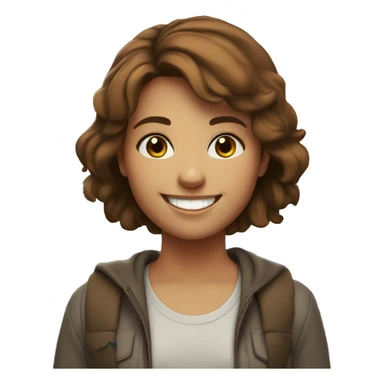 brown haired girl outdoors portrait with smile  sticker