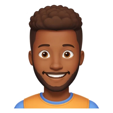 African yound man in his late 20s with a  bright smile with a short boxed beards in Pixar style sticker