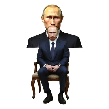 Putin sitting in front of a big old painting. sticker