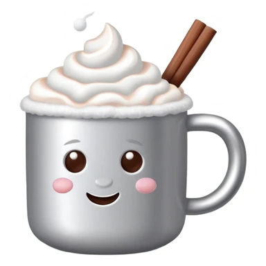 hot chocolate in a silver colored mug with marshmallows  sticker